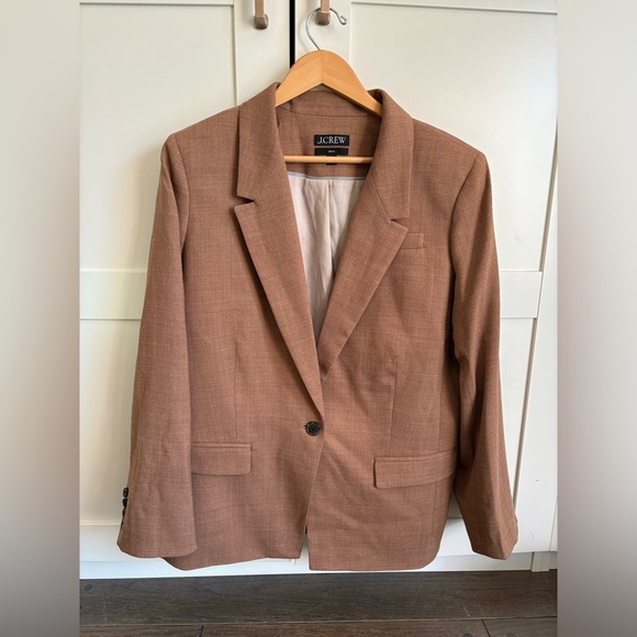 J Crew Willa Blazer Virgin Wool Blend Italian Fabric Size 16 Camel Classic - Picture 2 of 12